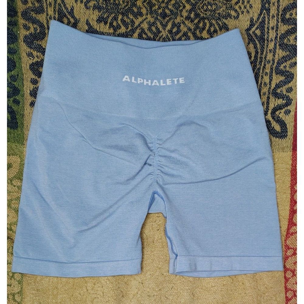 Alphalete Amplify Legging Biker‎ Shorts Blue 4.5" Inseam High Waist